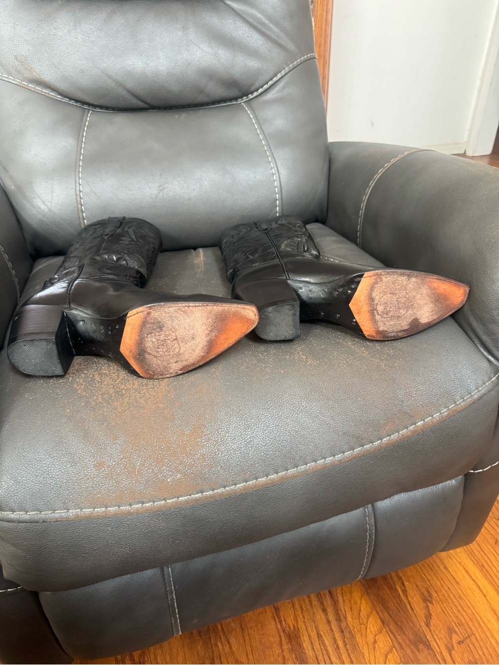 Dan Post Black Leather Tall Boots - Picture 3 of 6